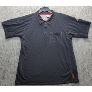 Bulwark Flame Resistant Polo Men Large Black Textured Contrasting Collar QT10BK4